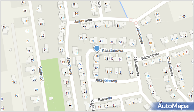 Nadarzyn, Kasztanowa, 36, mapa Nadarzyn