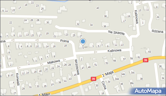 Namysłów, Kalinowa, 1, mapa Namysłów