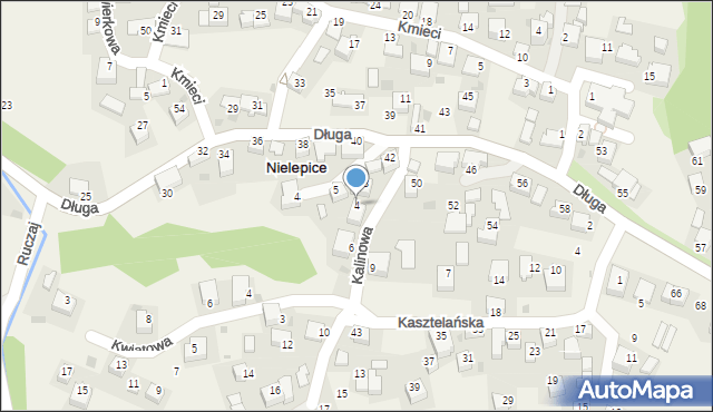 Nielepice, Kalinowa, 4, mapa Nielepice