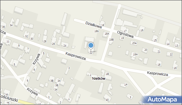 Nietków, Kasprowicza Jana, 22, mapa Nietków