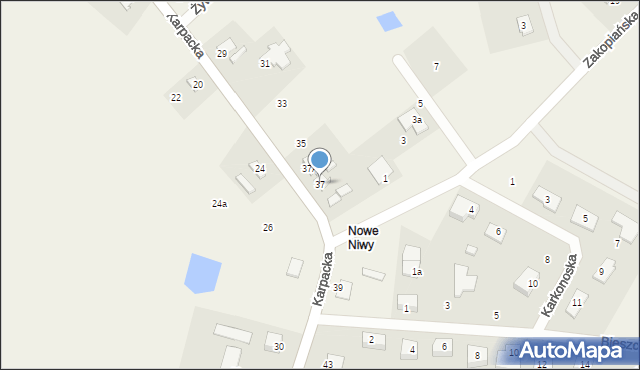 Niwy, Karpacka, 37, mapa Niwy