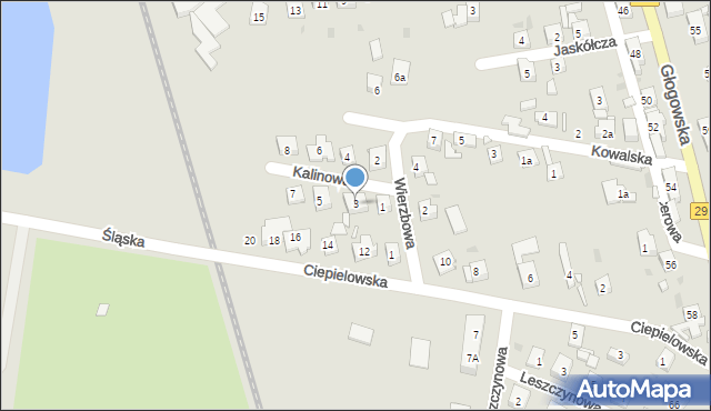 Nowa Sól, Kalinowa, 3, mapa Nowa Sól