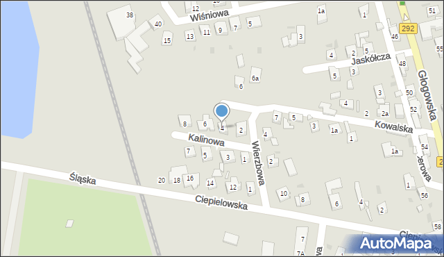 Nowa Sól, Kalinowa, 4, mapa Nowa Sól