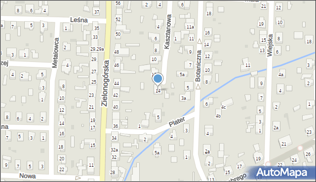 Nowa Sól, Kasztanowa, 14, mapa Nowa Sól