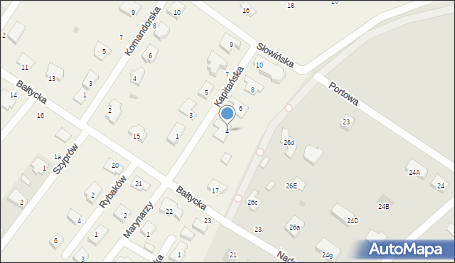 Nowa Wieś Lęborska, Kapitańska, 4, mapa Nowa Wieś Lęborska