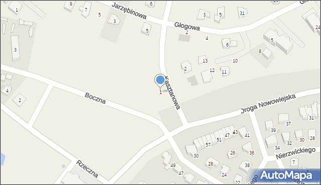 Nowa Wieś Rzeczna, Kasztanowa, 1, mapa Nowa Wieś Rzeczna