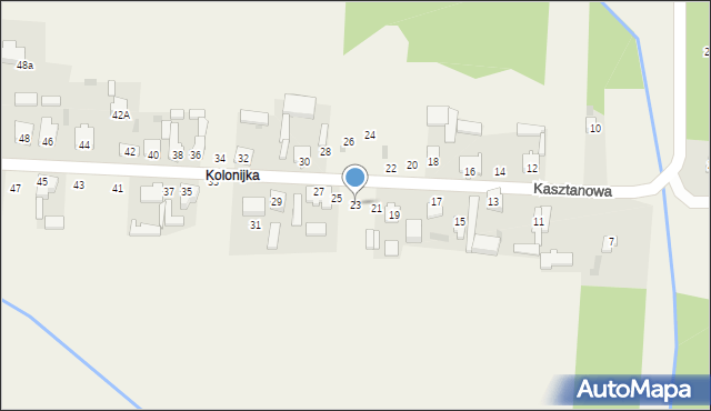 Nowe Chrusty, Kasztanowa, 23, mapa Nowe Chrusty