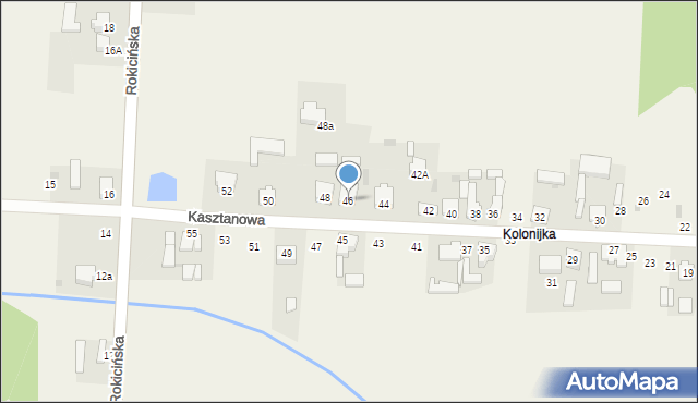 Nowe Chrusty, Kasztanowa, 46, mapa Nowe Chrusty
