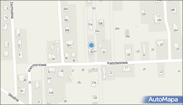 Nowy Krępiec, Kasztanowa, 32, mapa Nowy Krępiec
