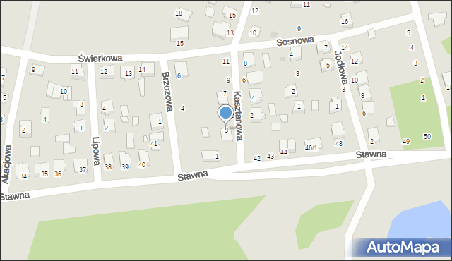 Obrzycko, Kasztanowa, 3, mapa Obrzycko