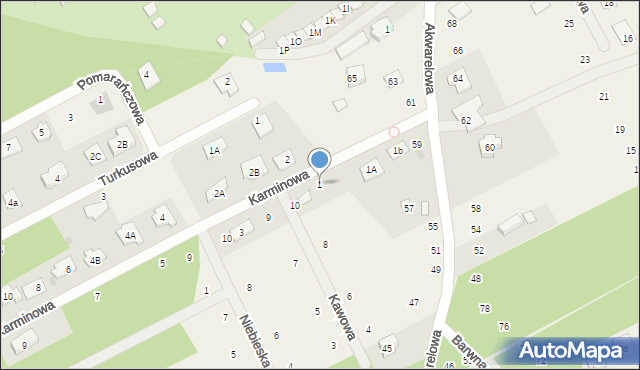 Odrano-Wola, Karminowa, 1, mapa Odrano-Wola