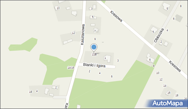 Ojrzanów, Kasztanowa, 11B, mapa Ojrzanów