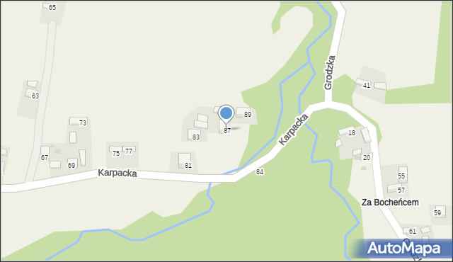 Okocim, Karpacka, 87, mapa Okocim