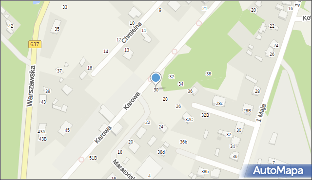 Okuniew, Karowa, 30, mapa Okuniew