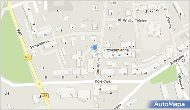 Olecko, Kamienna, 1, mapa Olecko