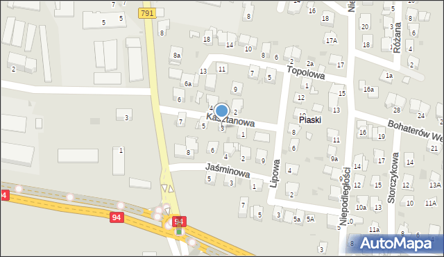 Olkusz, Kasztanowa, 3, mapa Olkusz