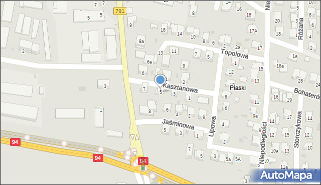 Olkusz, Kasztanowa, 5, mapa Olkusz