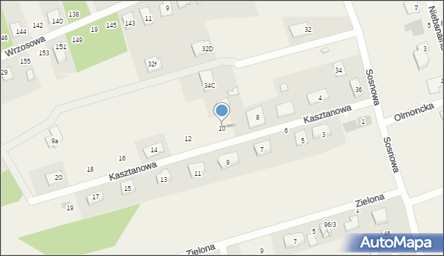 Olmonty, Kasztanowa, 10, mapa Olmonty