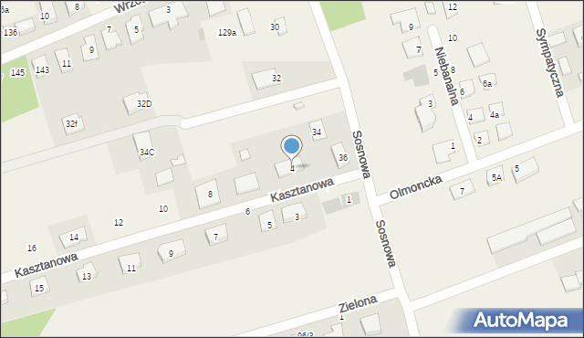 Olmonty, Kasztanowa, 4, mapa Olmonty