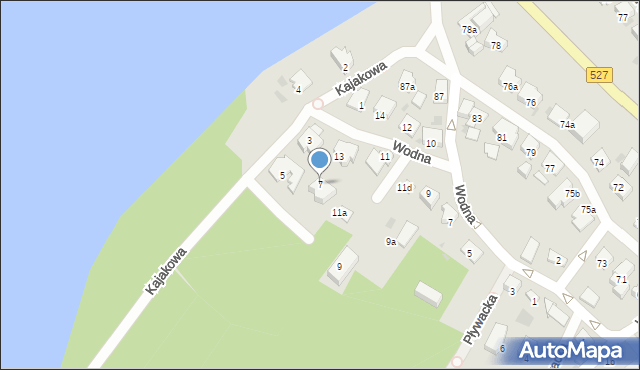 Olsztyn, Kajakowa, 7, mapa Olsztyna