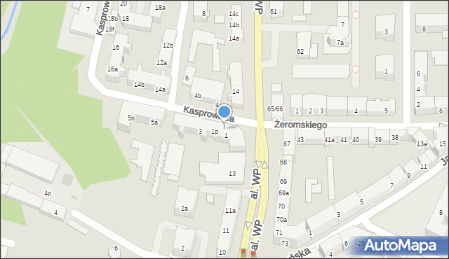 Olsztyn, Kasprowicza Jana, 1-3, mapa Olsztyna