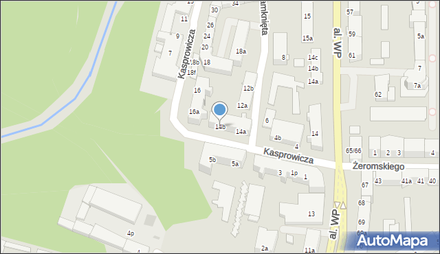 Olsztyn, Kasprowicza Jana, 14b, mapa Olsztyna