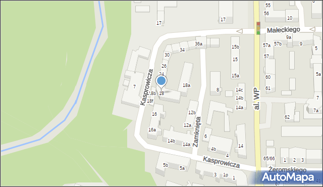 Olsztyn, Kasprowicza Jana, 18, mapa Olsztyna