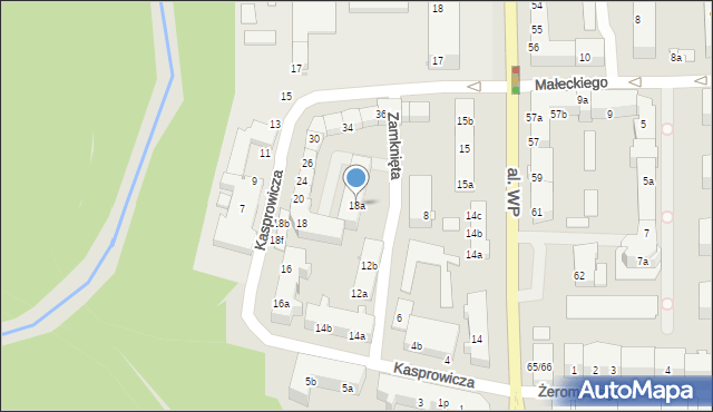Olsztyn, Kasprowicza Jana, 18a, mapa Olsztyna