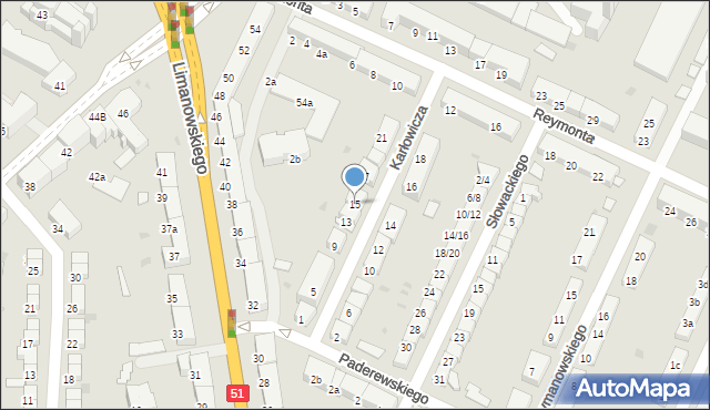 Olsztyn, Karłowicza Mieczysława, 15, mapa Olsztyna