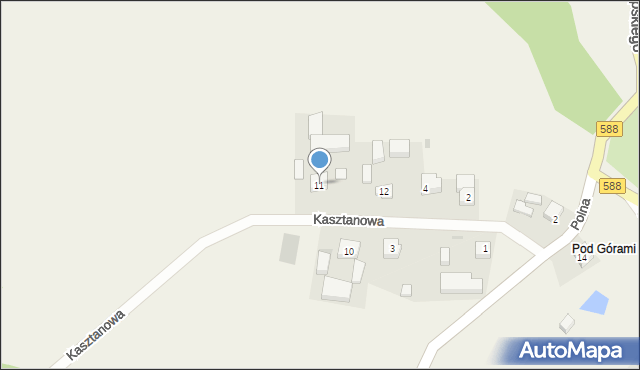 Opalenie, Kasztanowa, 11, mapa Opalenie