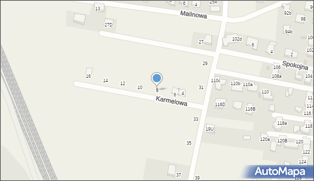 Orzech, Karmelowa, 8, mapa Orzech