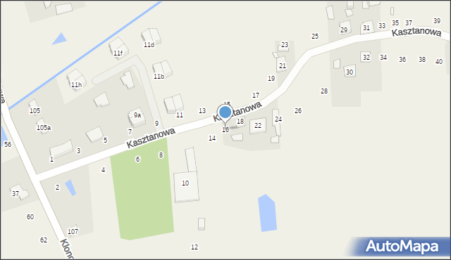 Orzeszyn, Kasztanowa, 16, mapa Orzeszyn