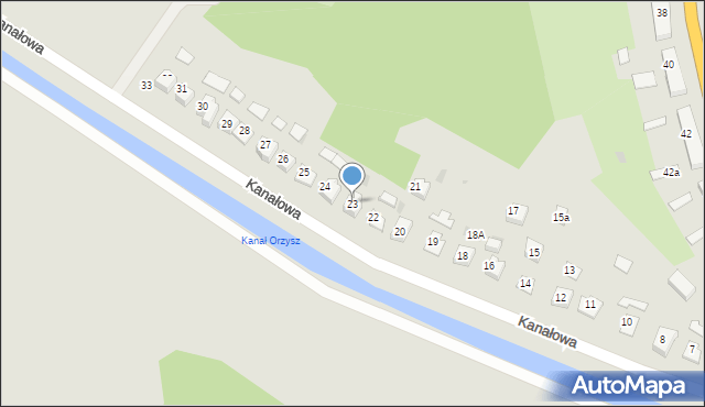 Orzysz, Kanałowa, 23, mapa Orzysz