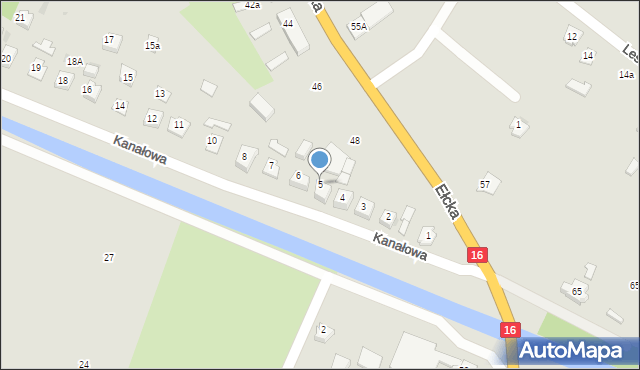 Orzysz, Kanałowa, 5, mapa Orzysz