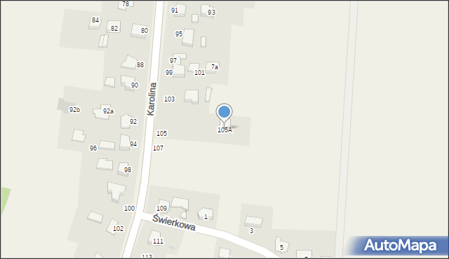 Osiek, Karolina, 105A, mapa Osiek