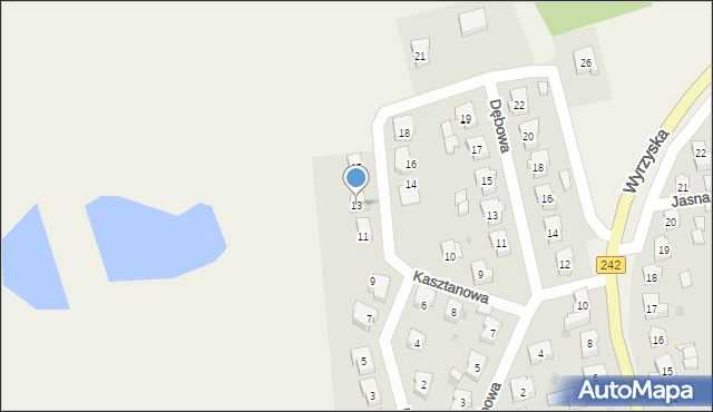 Osiek nad Notecią, Kasztanowa, 13, mapa Osiek nad Notecią