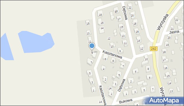 Osiek nad Notecią, Kasztanowa, 9, mapa Osiek nad Notecią