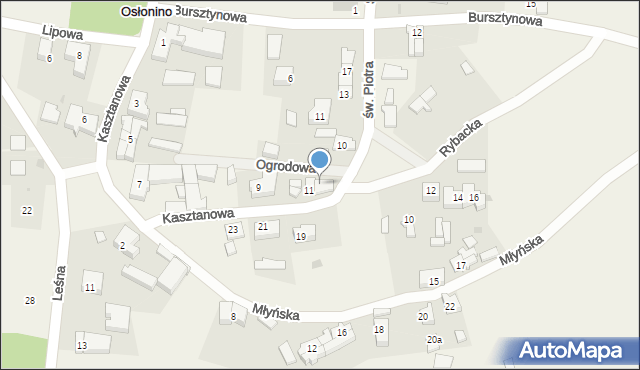 Osłonino, Kasztanowa, 13, mapa Osłonino