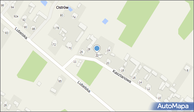 Ostrów, Kasztanowa, 22, mapa Ostrów