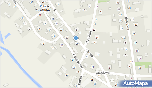 Ostrowy nad Okszą, Kasztanowa, 28a, mapa Ostrowy nad Okszą