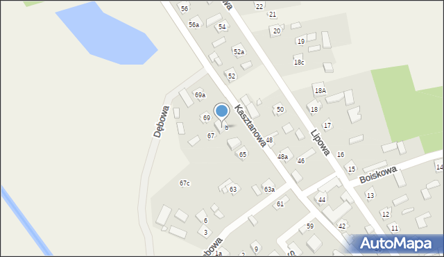 Ostrowy nad Okszą, Kasztanowa, 67b, mapa Ostrowy nad Okszą