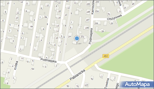 Pabianice, Karniszewicka, 207, mapa Pabianic