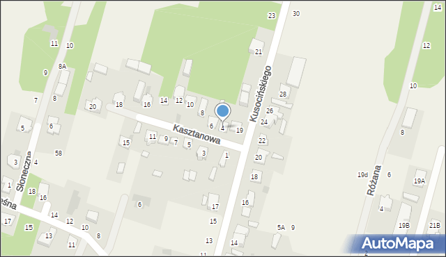 Palmiry, Kasztanowa, 4, mapa Palmiry