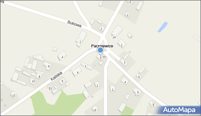 Parzniewice, Kaliska, 1, mapa Parzniewice