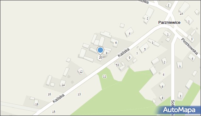 Parzniewice, Kaliska, 10, mapa Parzniewice