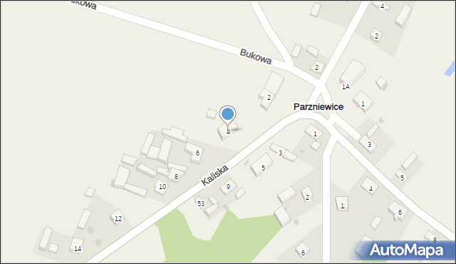 Parzniewice, Kaliska, 4, mapa Parzniewice