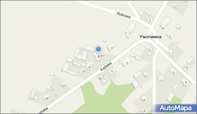 Parzniewice, Kaliska, 6, mapa Parzniewice