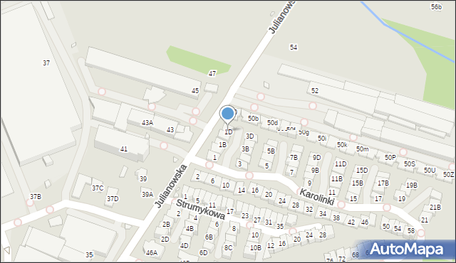 Piaseczno, Karolinki, 1D, mapa Piaseczno