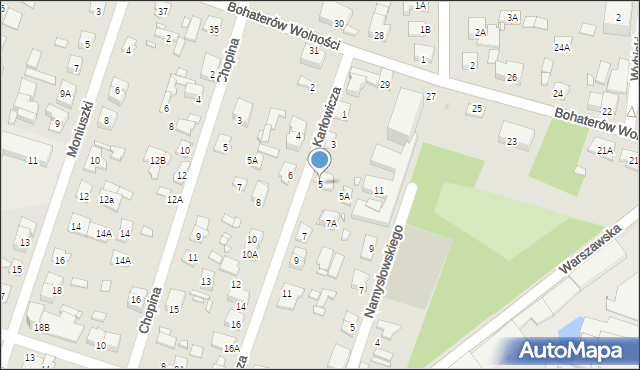 Piastów, Karłowicza Mieczysława, 5, mapa Piastów