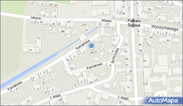 Piekary Śląskie, Kanałowa, 2a, mapa Piekary Śląskie